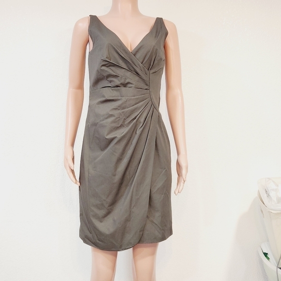 JCREW Ruched Front Sheath Dress Ramona Cotton Dark Formal Gray Short Size 6P - Picture 1 of 12